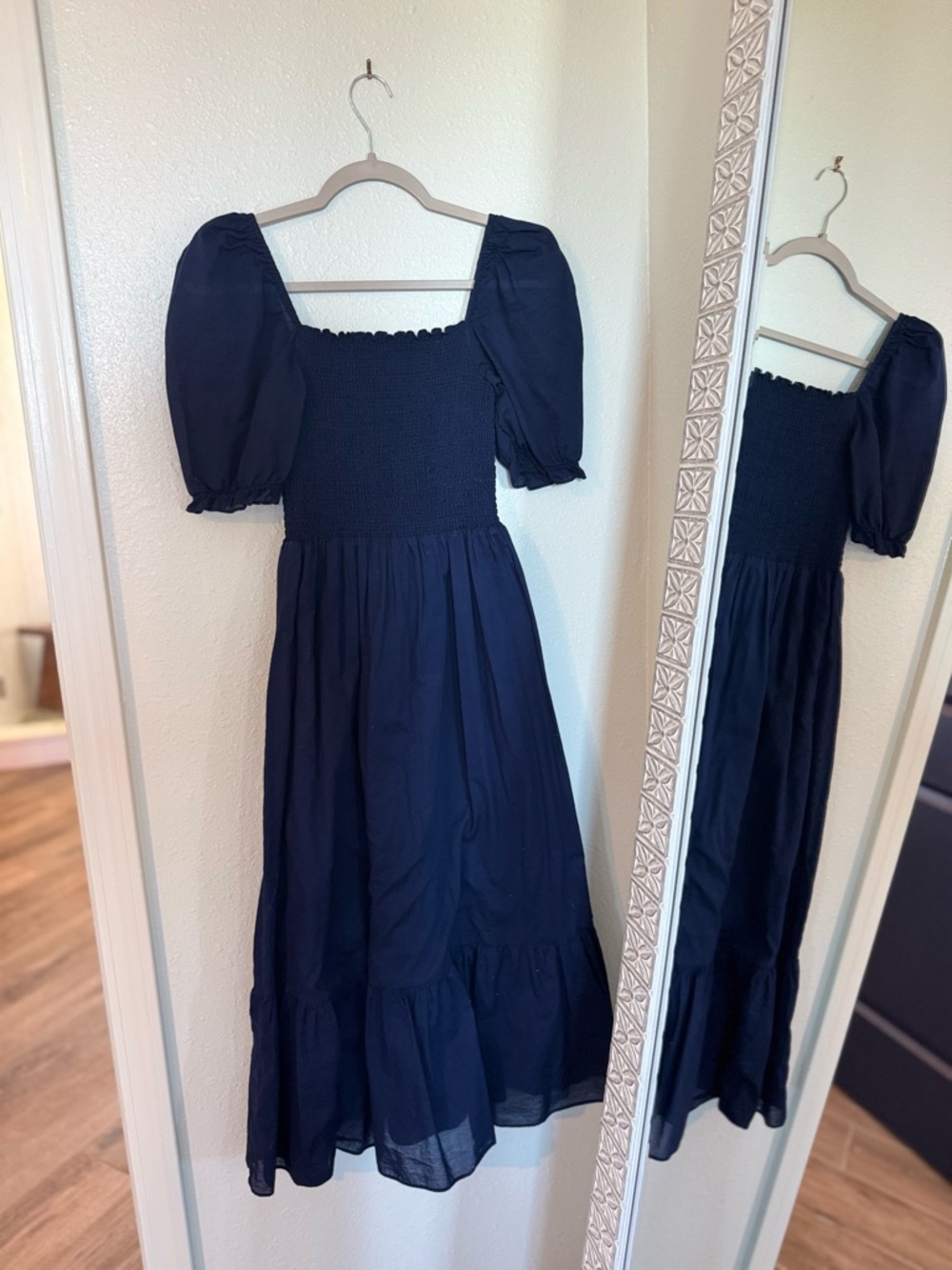 Micheal Kors  Smocked Bodice Puff Sleeve Dress